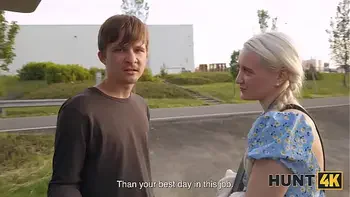 HUNT4K. Blonde babe was so sad so Hunter offered her fun and she loved to ride his big dick