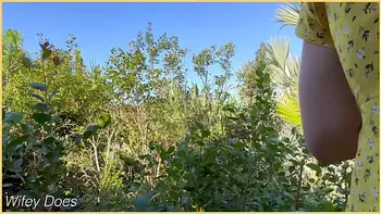 Wifey heads out in a cute summer dress braless and looks amazing with her blonde hair.