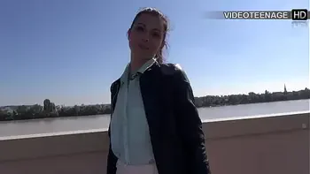 Lovely 19 years Justine does her first anal casting