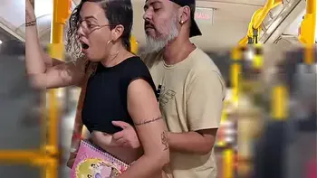 Slutty Student Gets Cumshot in Public on the Bus