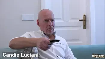 Lucky grandpa fucks hot brunette and gets sloppy blowjob