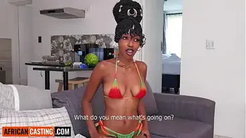 Tight 18yo Ebony Hardcore RAMMED By Big White Cock After Deep Throat