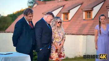 BRIDE4K. Blonde bride with natural tits enjoyed a good fuck on her kinky wedding