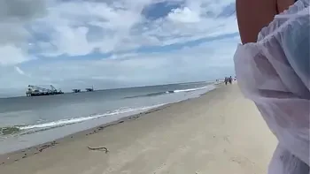 Crazy milf jerks me off in front of passersby