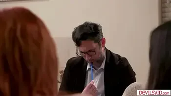 Busty milf and stepdaughter having threesome with ex husband