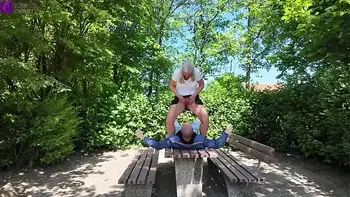 Public bareback sex with a stranger, creampie, and mouth piss at a rest stop! Part 1