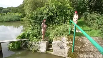 Two Girls with big tits Nude Beach Fun