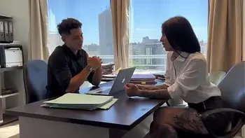 My slutty secretary seduces me and fucks me to avoid working