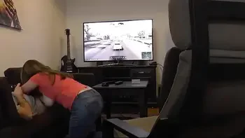 Sucked off Playing XBOX. Britney Swallows Gamer Blowjob & Big Swinging Tits