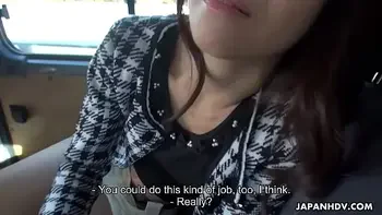 Japanese woman, Maki Hojo sucks dick in a car, uncensored
