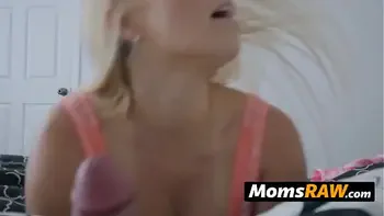 Hot milf Vanessa barges inside teens room to blow and take his cock