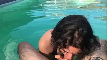 Horny girl begs for dick in the pool