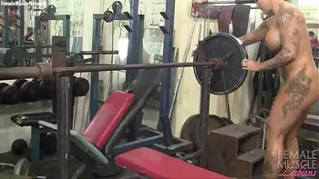 Two Big Tit Muscle Girls Play With Each Other In The Gym