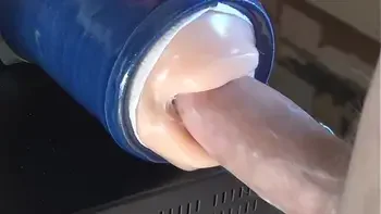 Playing with my new blowjob masturbator toy