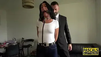 Spidergagged milf sub