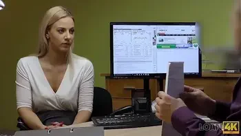 LOAN4K. Agent drills mouth, pussy, and asshole of blonde in office