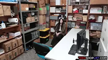 BBW teen thief caught and fucked by a dirty mall cop