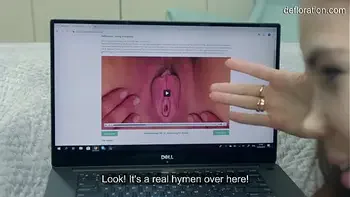 Two lesbian girls watch virgin pussy and then enjoy sex