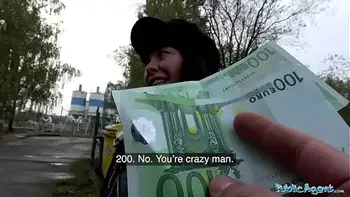 Public Agent Mouthful of cum and fuck for sexy brunette babe Sasha Colibri