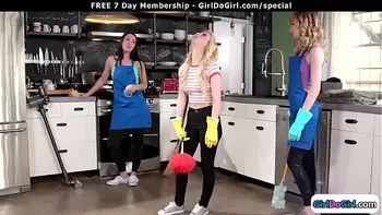 3 cleaning gfs lick n squirt on the job