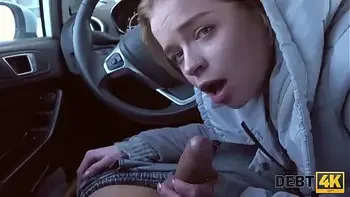 DEBT4k. Teen babe wants to go shopping but first she sucks boner