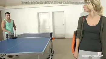 Skinny teen gets fucked on the ping pong table