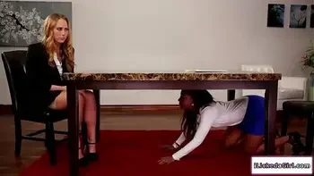 Sexy applicant eating CEOs pussy