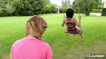 Busty lesbians play in the gardens