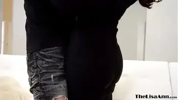 Busty MILF Lisa Ann riding hard for facial in stockings