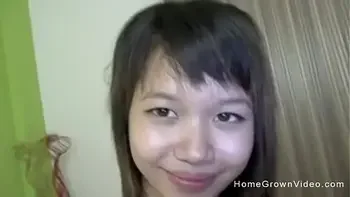 Petite hairy Thai amateur cant handle a big cock