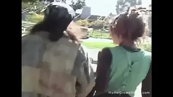 Real amateur hippie couple fucking in public