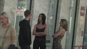 Two hot girls share one amateur dick