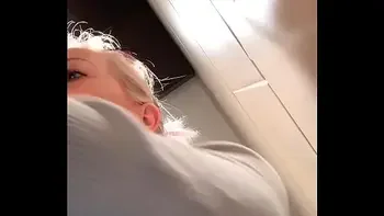 Horny in the restaurant! Fingered on the toilet to orgasm