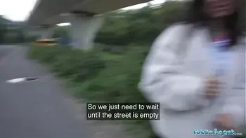 Public Agent - Pretty British Brunette Teen Sucks and Fucks big cock outside after nearly getting run over by a runaway Fake Taxi