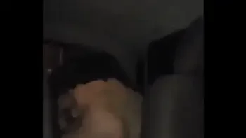 Marido dirigindo esposa sentando no dotado PODEROSO no banco de trás do carro pelas ruas da cidade