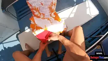 Amateur teens fucking in public during a boat trip