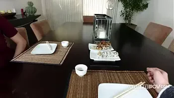 Curvy brunette Karlee Grey serves the dessert - itsPOV