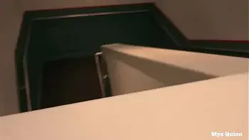 College girl gives blowjob on public stairs after party gets spit and cum on her face - Mya Quinn