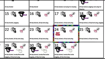 Locktober 2020 - The tasks that each proper chastity slave should perform that month of the year. You have to follow all the tasks consistently. You must not skip any task. Any task you miss for whatever reason, means your dick stays locked an extra day.
