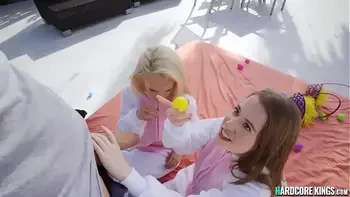 Two little bunnies big cock banged