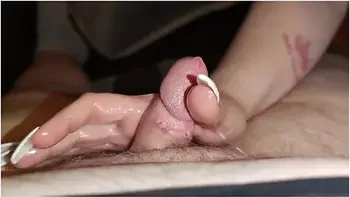 Knob Rubbing Handjob With White Long Nails *ball Massage End