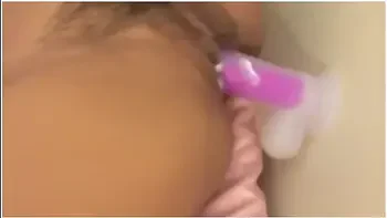 Ebony Teen 18+ Records Herself Fucking Hairy Pussy With Dildo