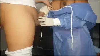 Lucky Guy Gets His Cock Stroked By A Horny Nurse