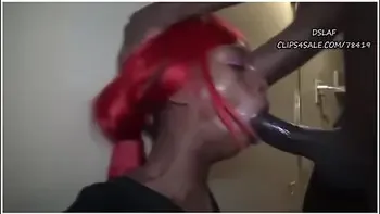 Ebony Trashy Bitch Gagging On Bbc