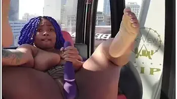 Thick Blue Hair Squirting On The Ferris Wheel