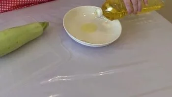 Mature BBW Cooking Dinner with Hairy Pussy Zucchini Orgasm