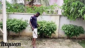 Giant African Cock Gardener Fucks Hard Outdoor BBC Blowjob Amateur