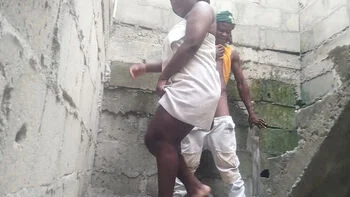 Switcock Fucks Horny Neighbor in Unfinished Building - Outdoor Doggy Style with Huge Tits