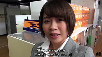 Japanese Office Lesbian Seduction: Big Tits Employee Outdoor Training