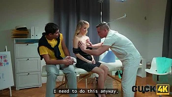 Hot Blonde Wife Fucked Hard by Doctor in Front of Husband - Cuckold Clinic Sex